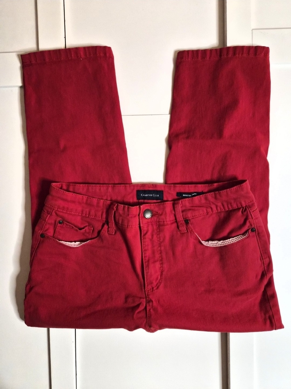 🔥 Charter Club Red Bristol Cropped Jeans - Size 10 EUC #0002